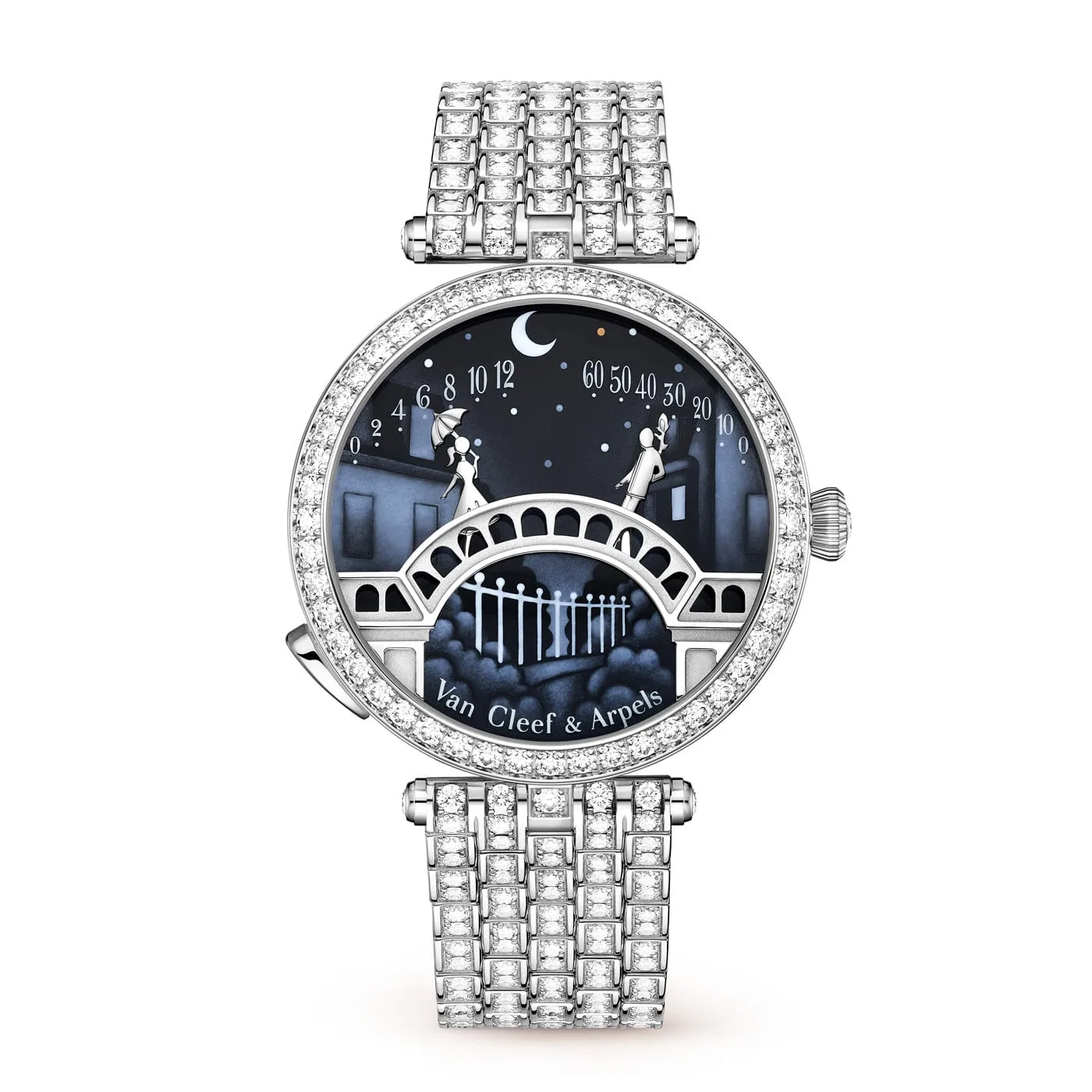 Lady watch Arpels Pont des Amoureux Fake van cleef dupe watch 18K white gold Diamond