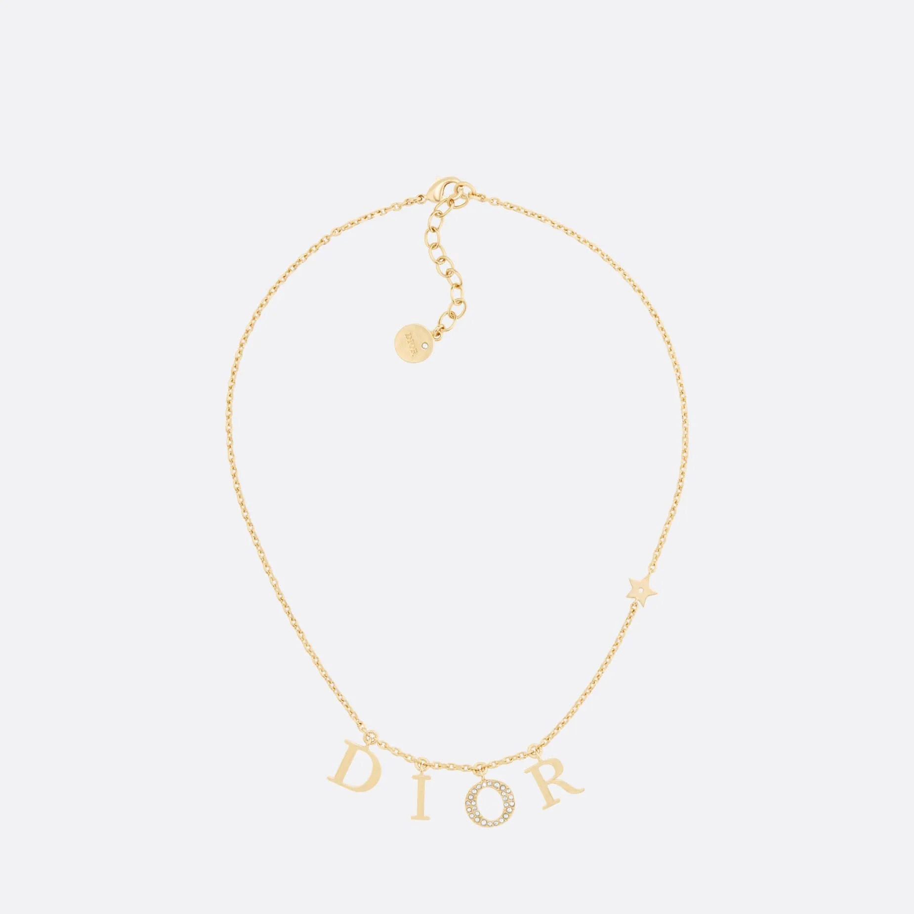 Dio(r)evolution Fake Dior Necklace Gold-Finish Metal and White Crystals