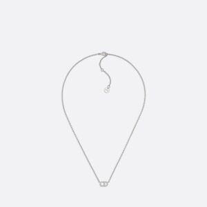 Clair D Lune Dior Necklace Silver-Finish Metal with White Crystals