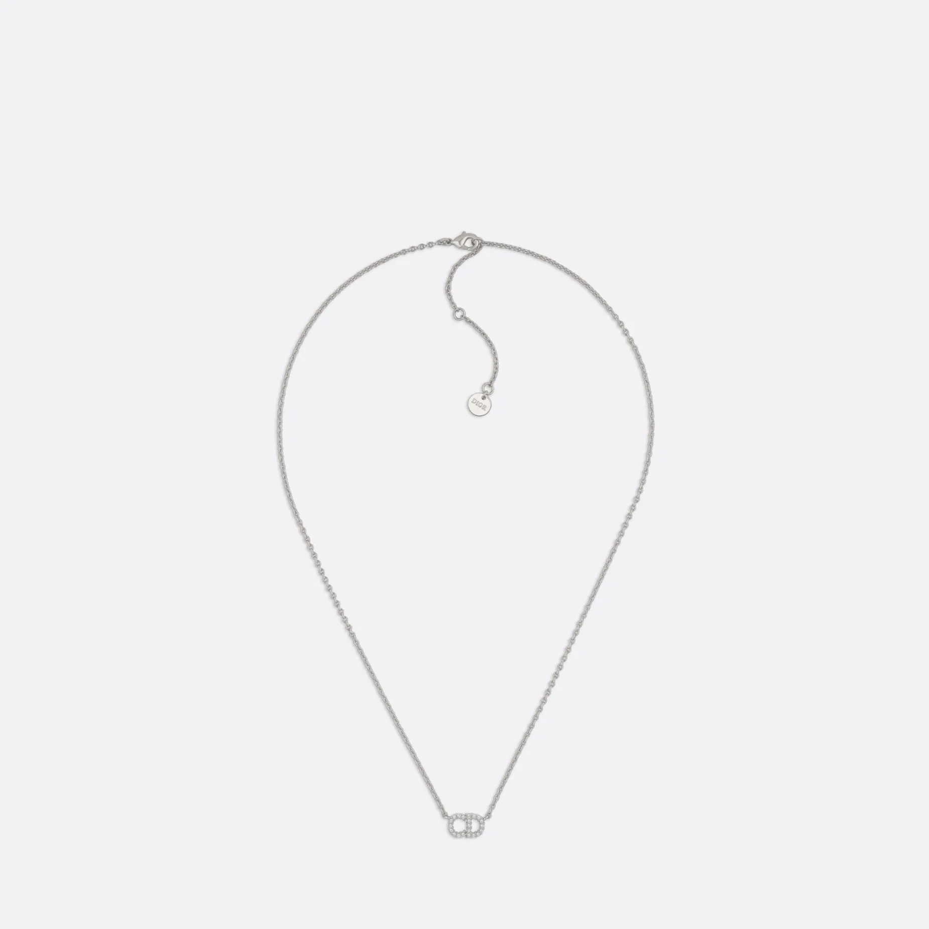 Clair D Lune Fake Dior Necklace Silver-Finish Metal with White Crystals