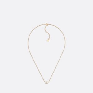 Clair D Lune Dior Necklace Gold-Finish Metal and White Crystals