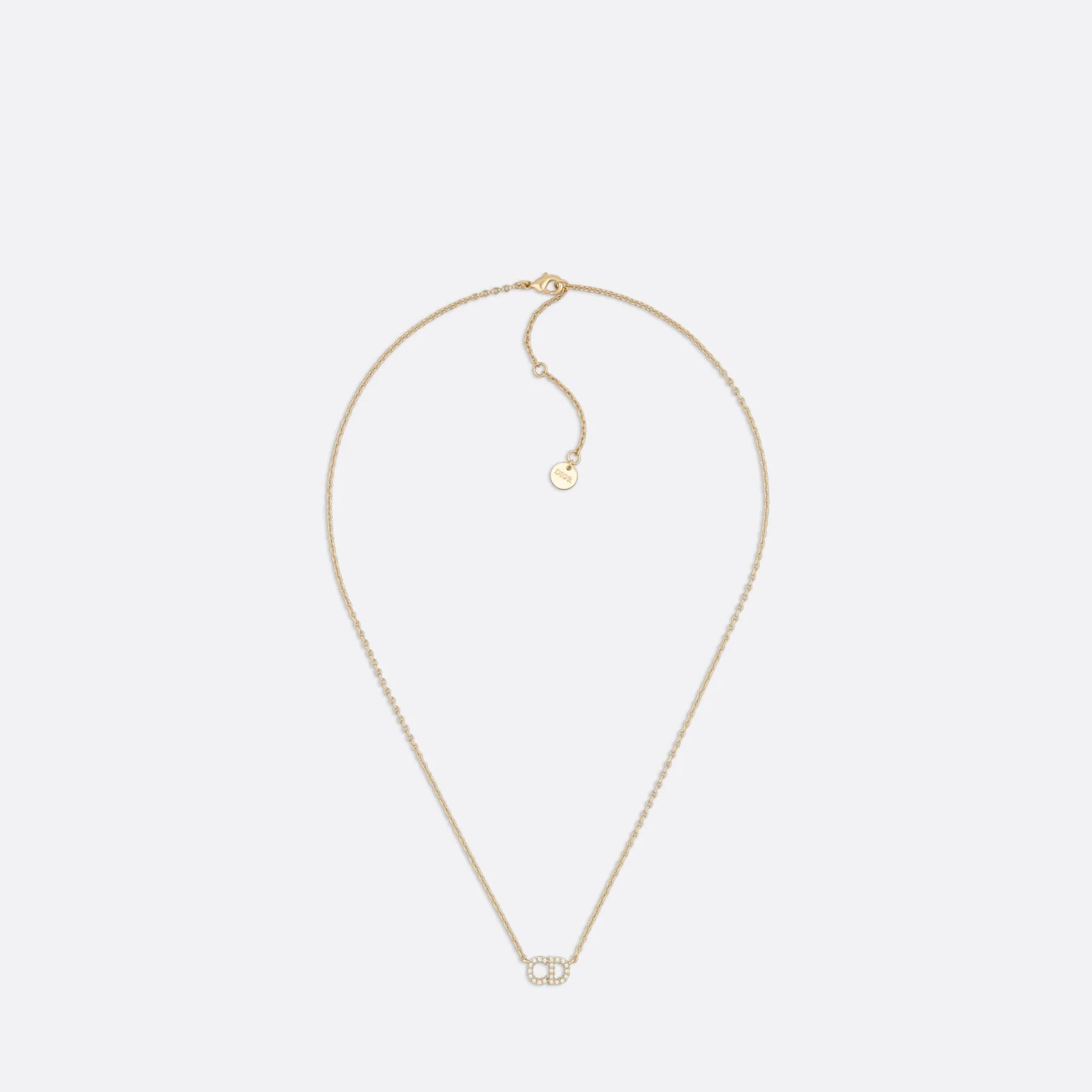 Clair D Lune Fake Dior Necklace Gold-Finish Metal and White Crystals