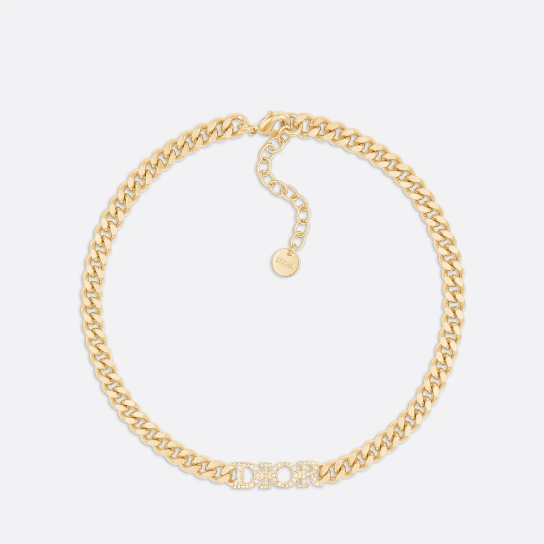 Dio(r)evolution Fake Dior Choker Gold-Finish Metal and White Crystals