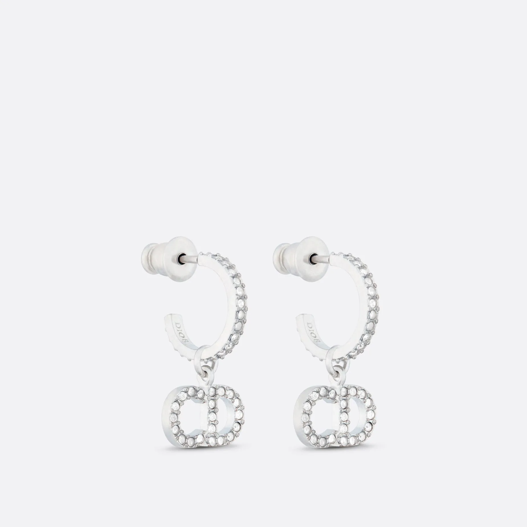 Clair D Lune Fake Dior Earrings Silver-Finish Metal and Silver-Tone Crystals