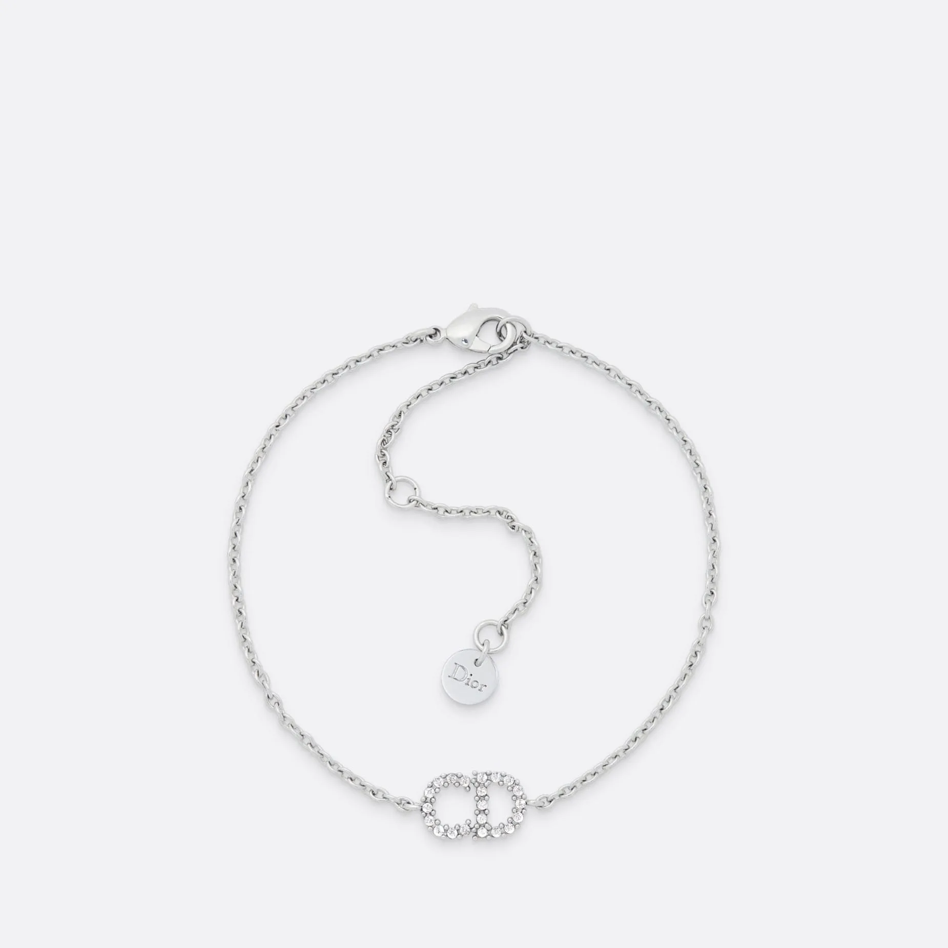 Clair D Lune Fake Dior Bracelet Silver-Finish Metal with White Crystals