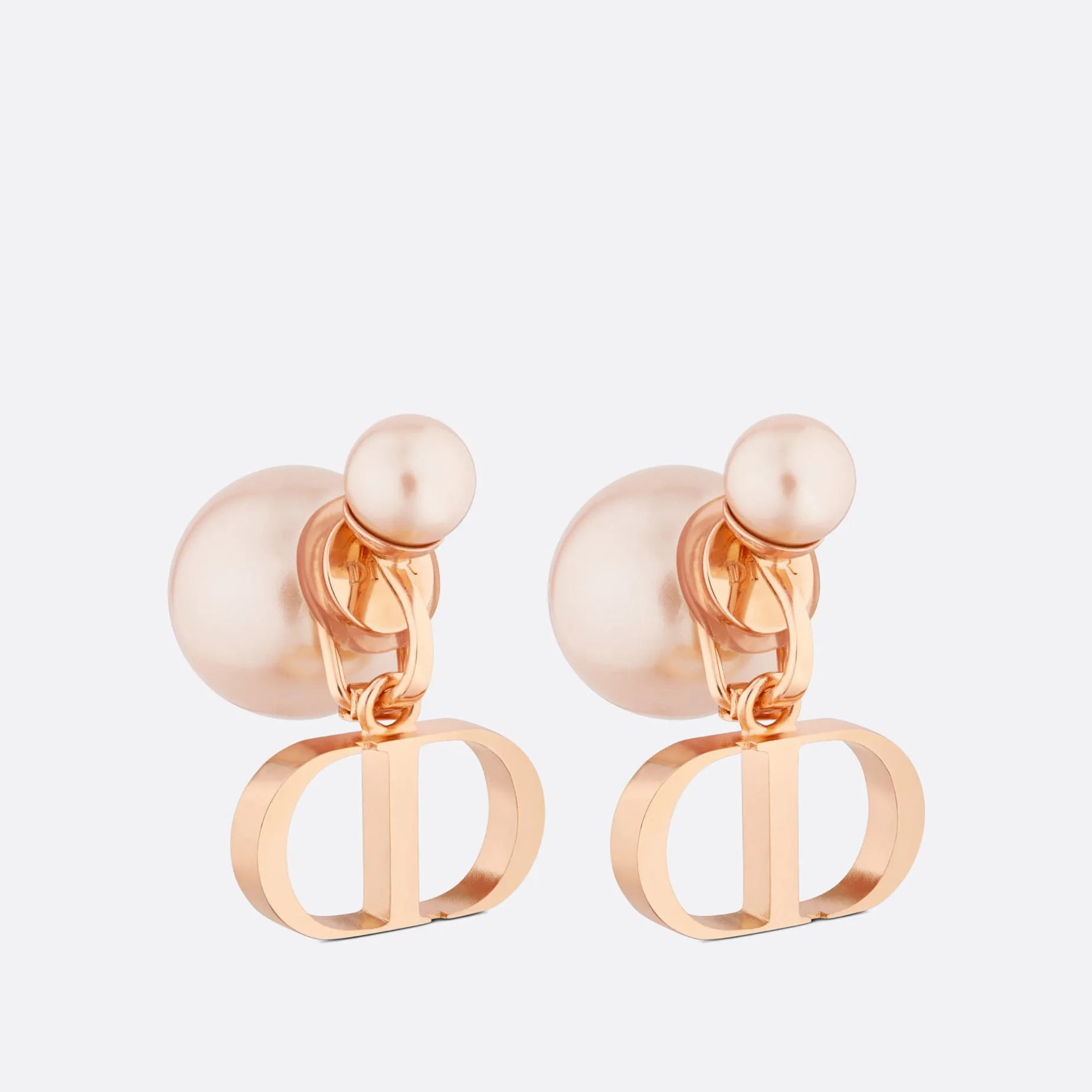 Fake Dior Tribales Clip Earrings Pink-Finish Metal and Pink Resin Pearls