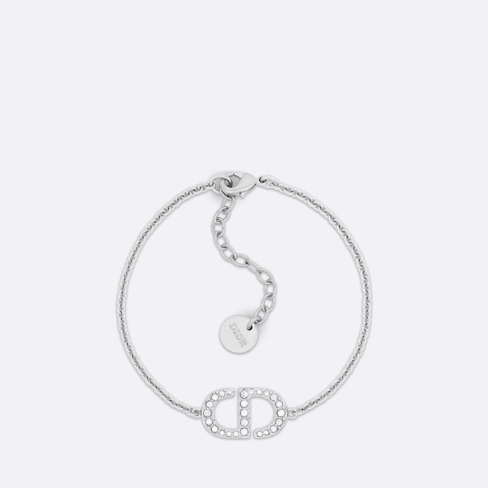 Fake Dior Petit CD Bracelet Silver-Finish Metal with White Crystals
