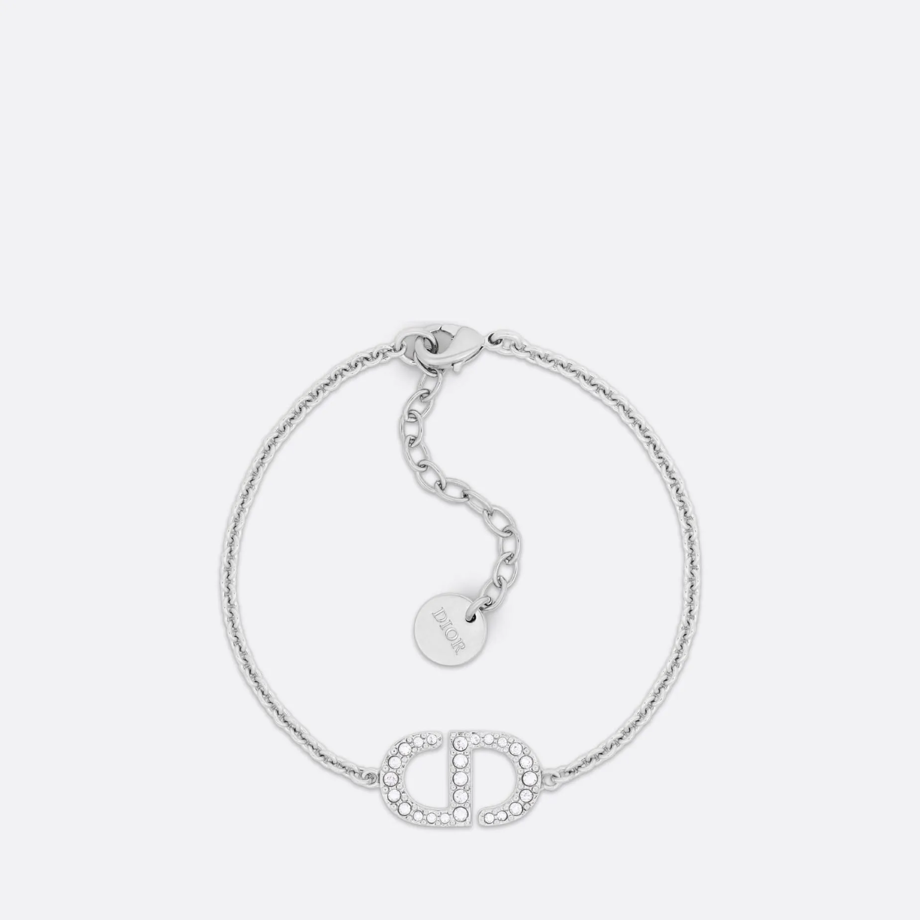 Fake Dior Petit CD Bracelet Silver-Finish Metal with White Crystals