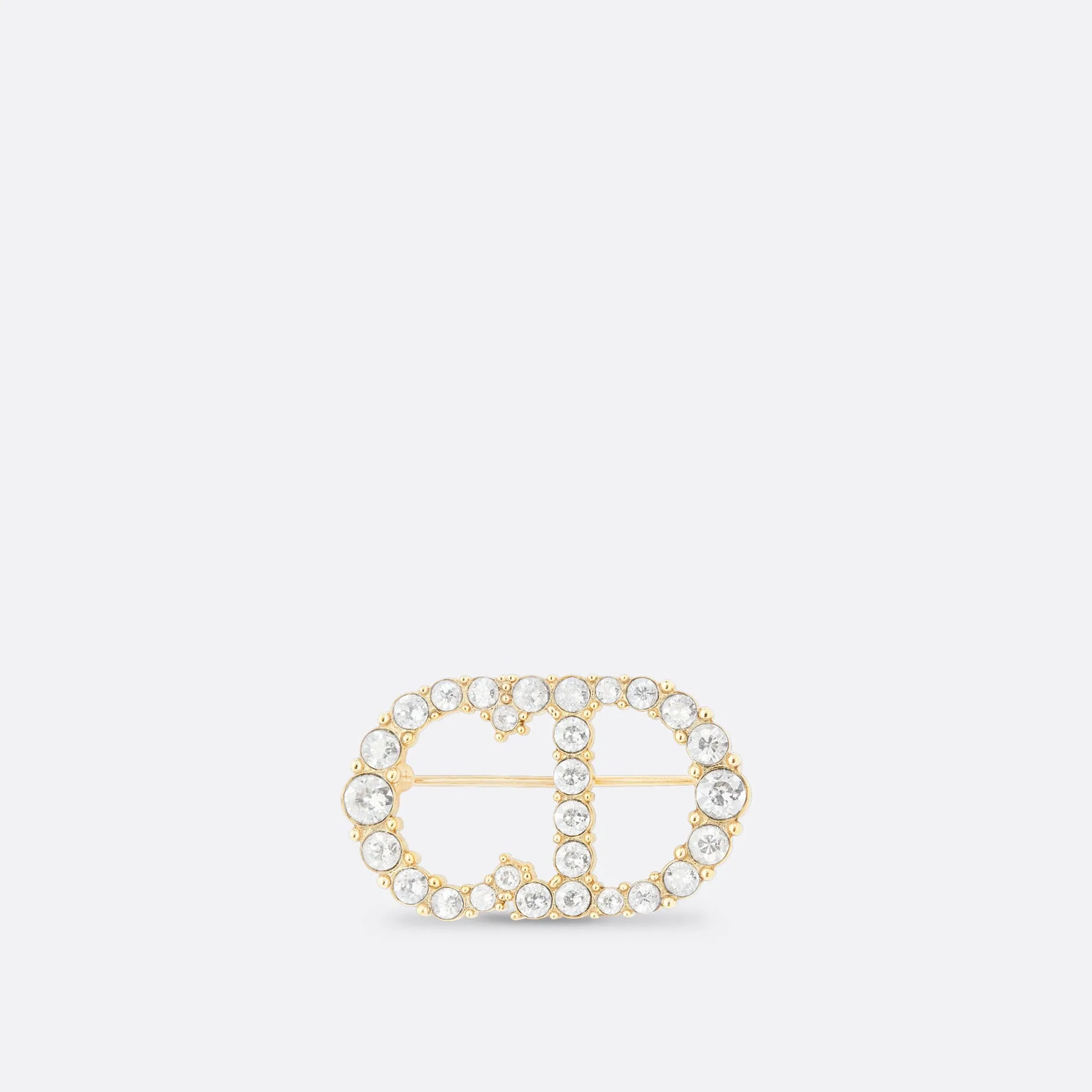 Clair D Lune Fake Dior Brooch Gold-Finish Metal and White Crystals