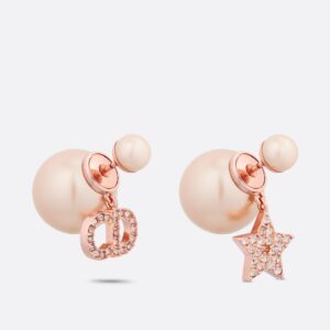 Dior Tribales Earrings Pink-Finish Metal with Pink Resin Pearls and Pink Crystals