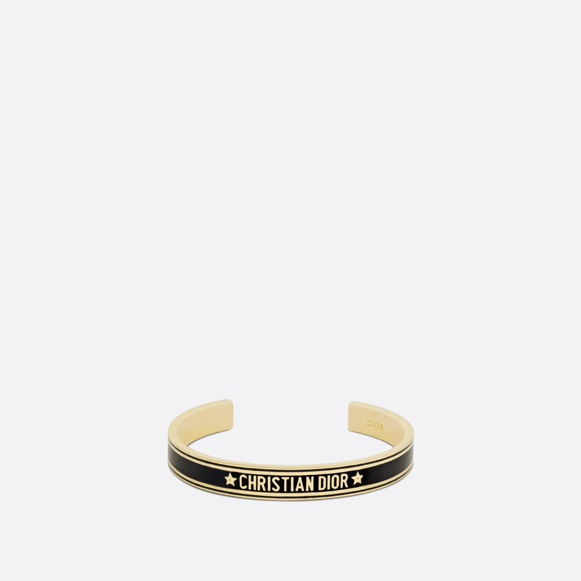 Fake Dior Code Bangle Gold-Finish Metal and Black Lacquer