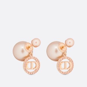 Dior Tribales Earrings Pink-Finish Metal with Pink Resin Pearls and White Crystals