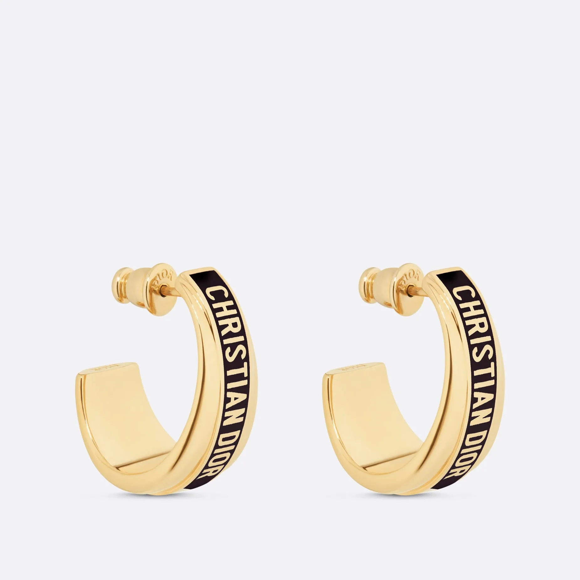 Fake Dior Code Earrings Gold-Finish Metal and Black Lacquer