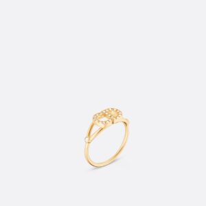 Clair D Lune Dior Ring Gold-Finish Metal and White Crystals
