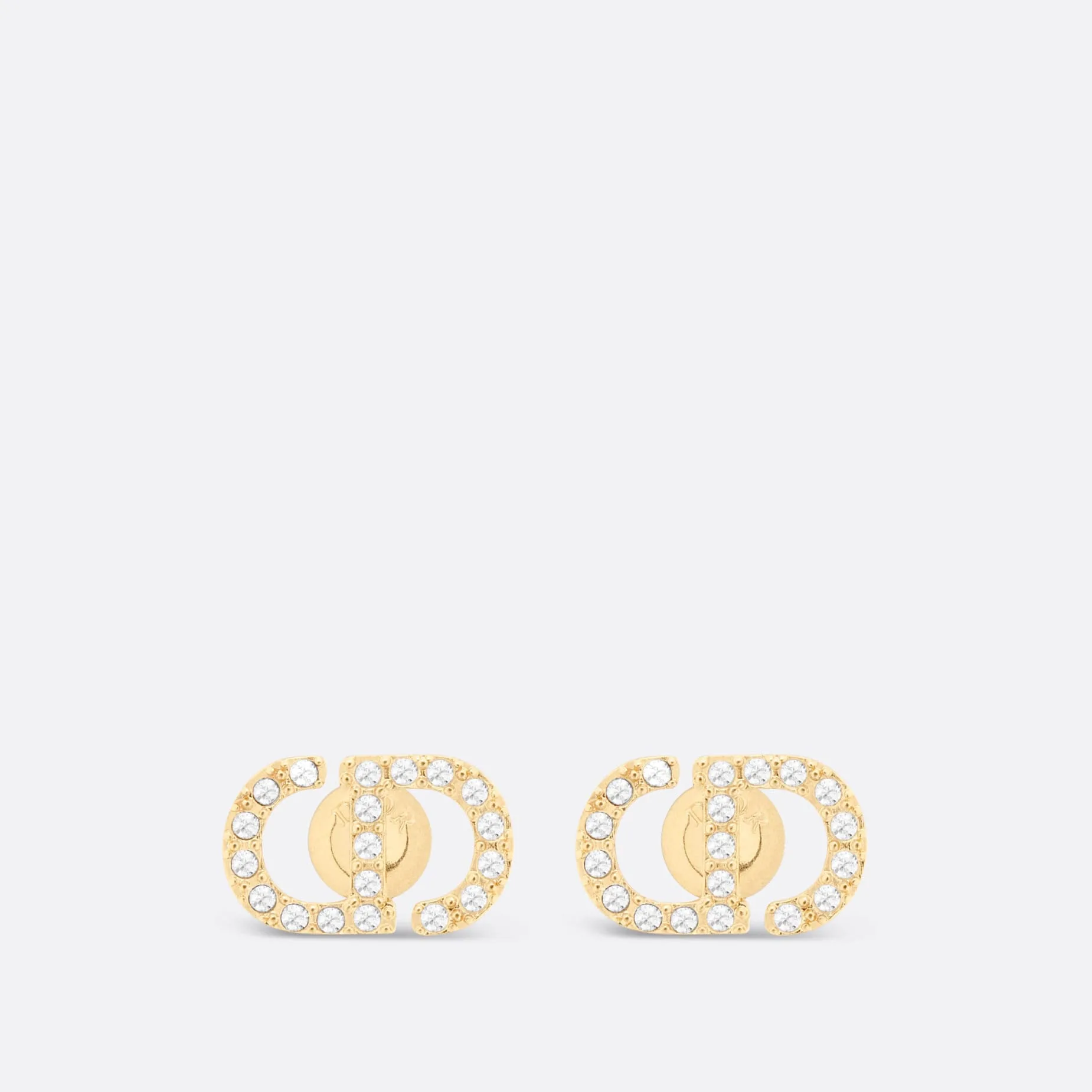 Petit CD Mini Stud Fake Dior Earrings Gold-Finish Metal and Silver-Tone Crystals