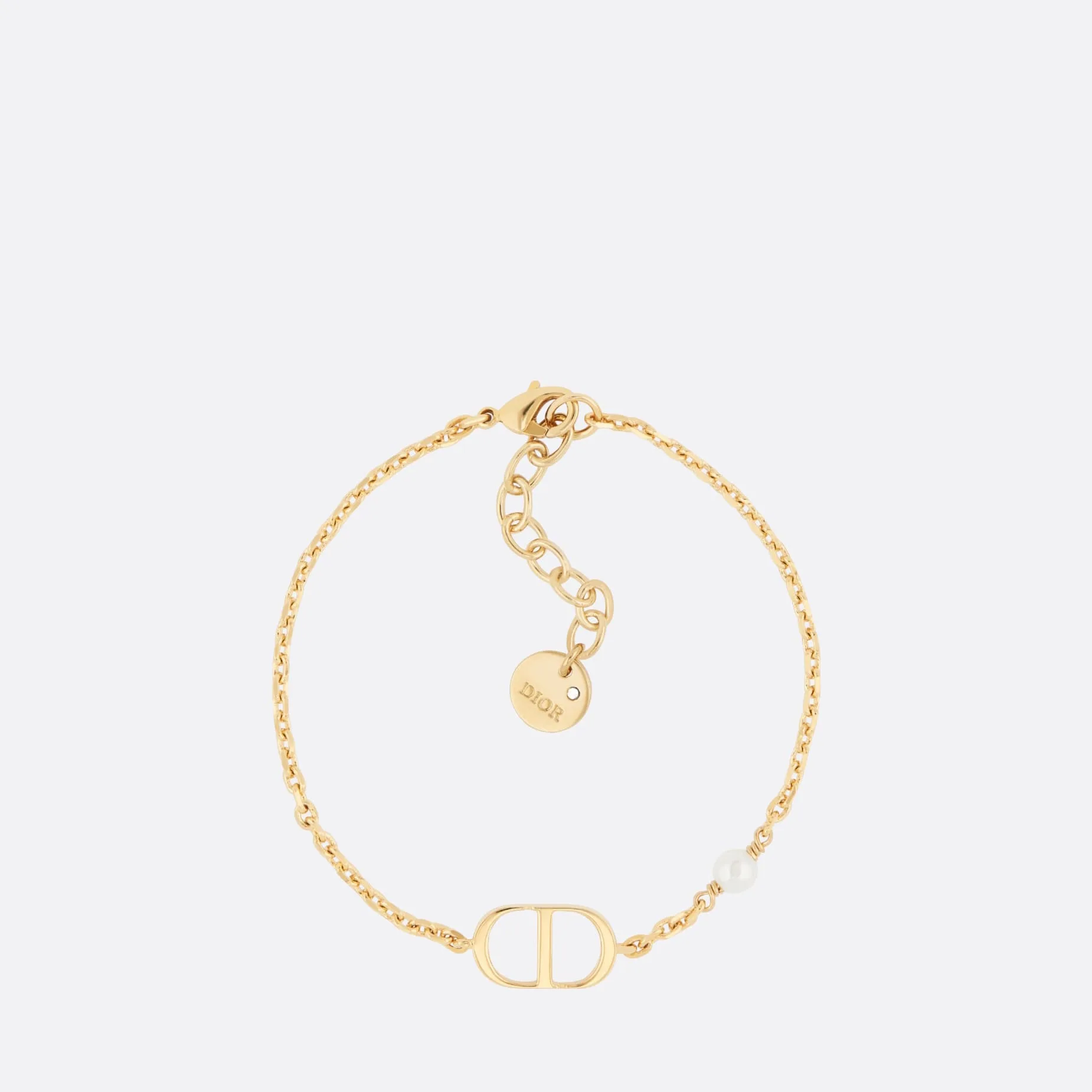 Fake Dior Petit CD Bracelet Gold-Finish Metal with a White Resin Pearl