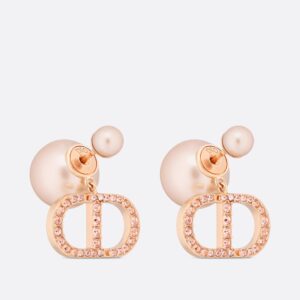 Dior Tribales Earrings Pink-Finish Metal with Pink Resin Pearls and Crystals