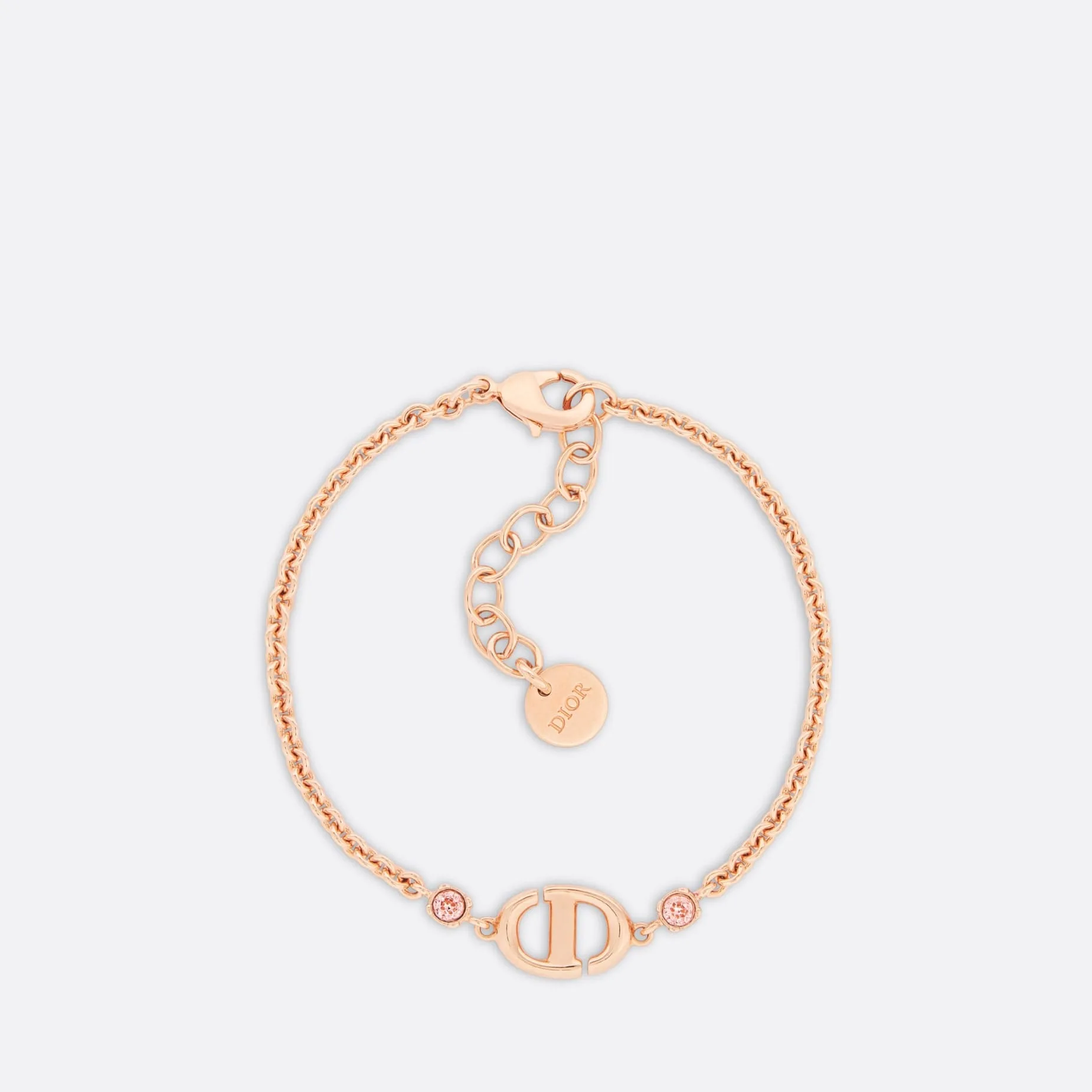 CD Navy Fake Dior Bracelet Pink-Finish Metal and Pink Crystals