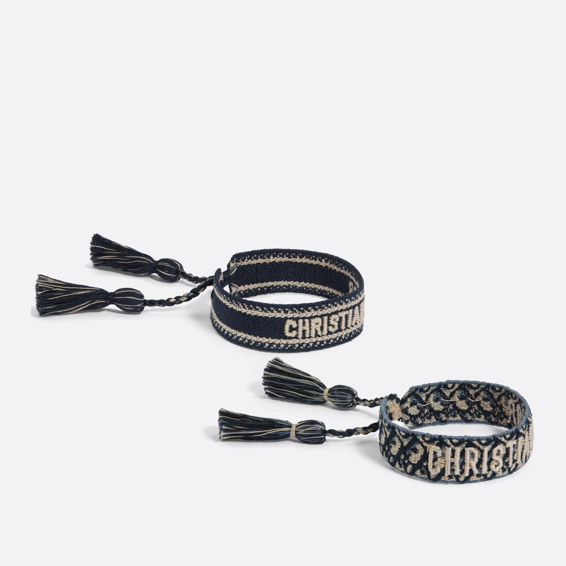 Christian Fake Dior Bracelet Set Navy Blue Fake Dior Oblique Embroidery