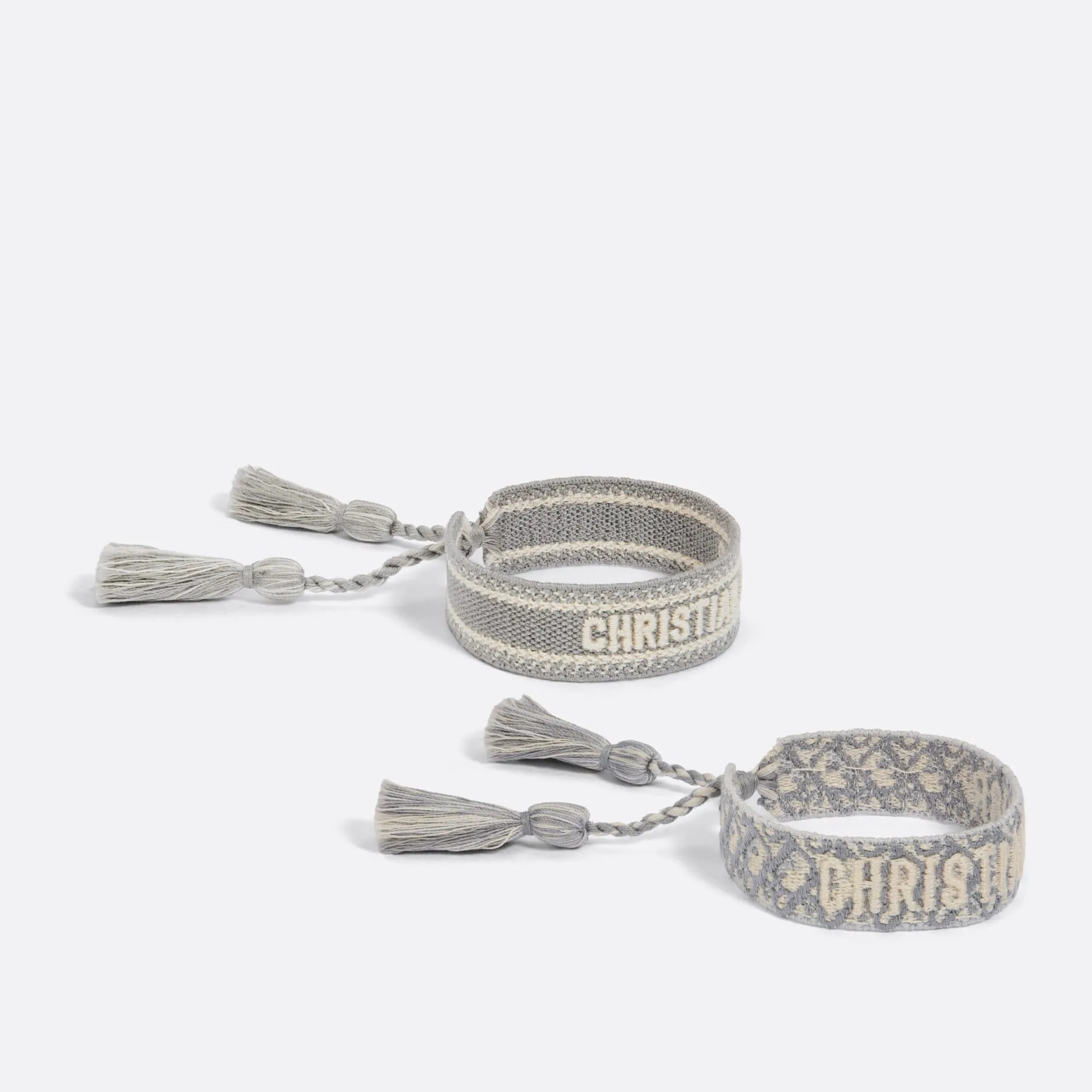 Christian Fake Dior Bracelet Set Gray Fake Dior Oblique Embroidery