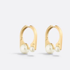 Medium Dior Tribales New Look Earrings Gold-Finish Metal and White Resin Pearls