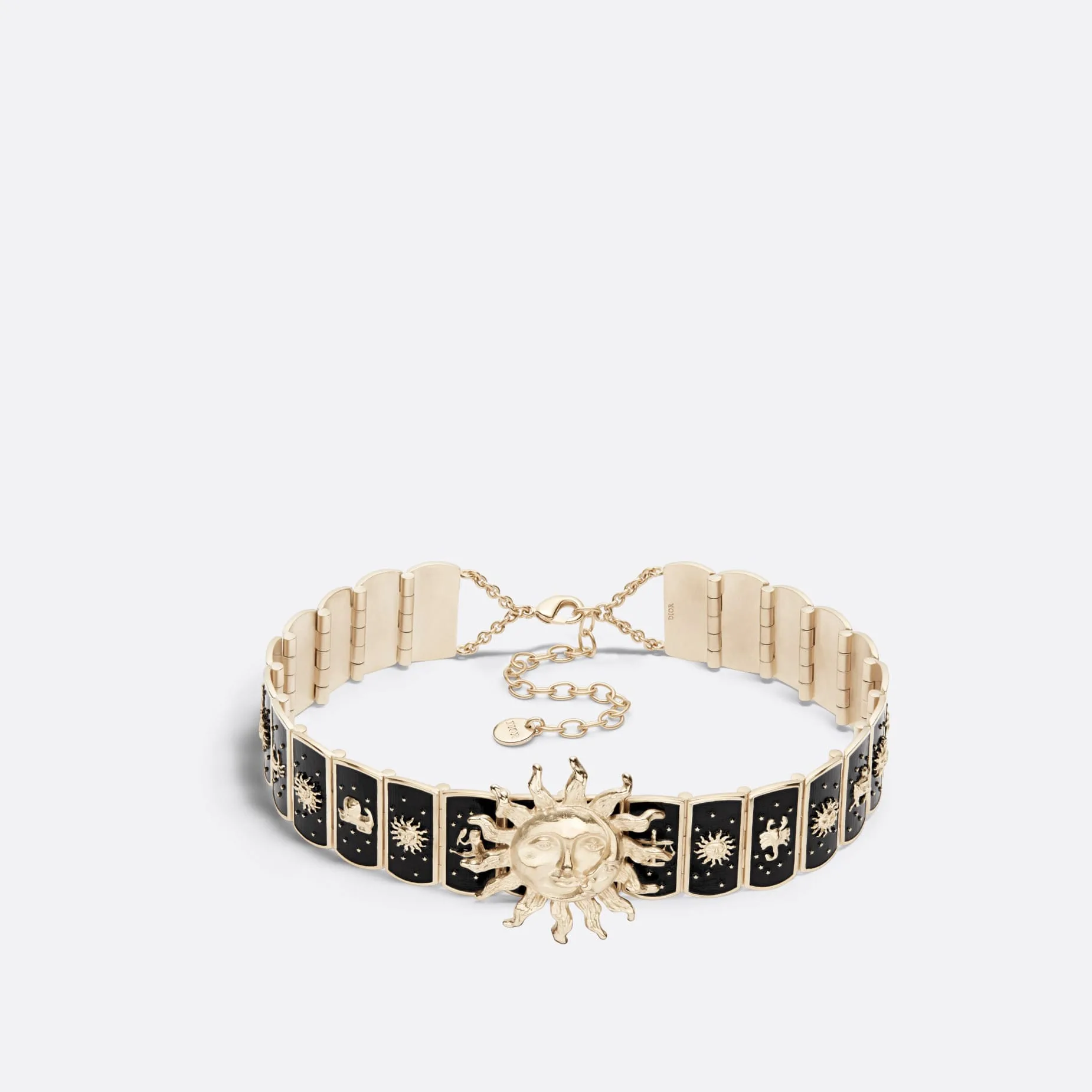 Toile de Jouy Soleil Fake Dior Choker Gold-Finish Metal and Black Lacquer