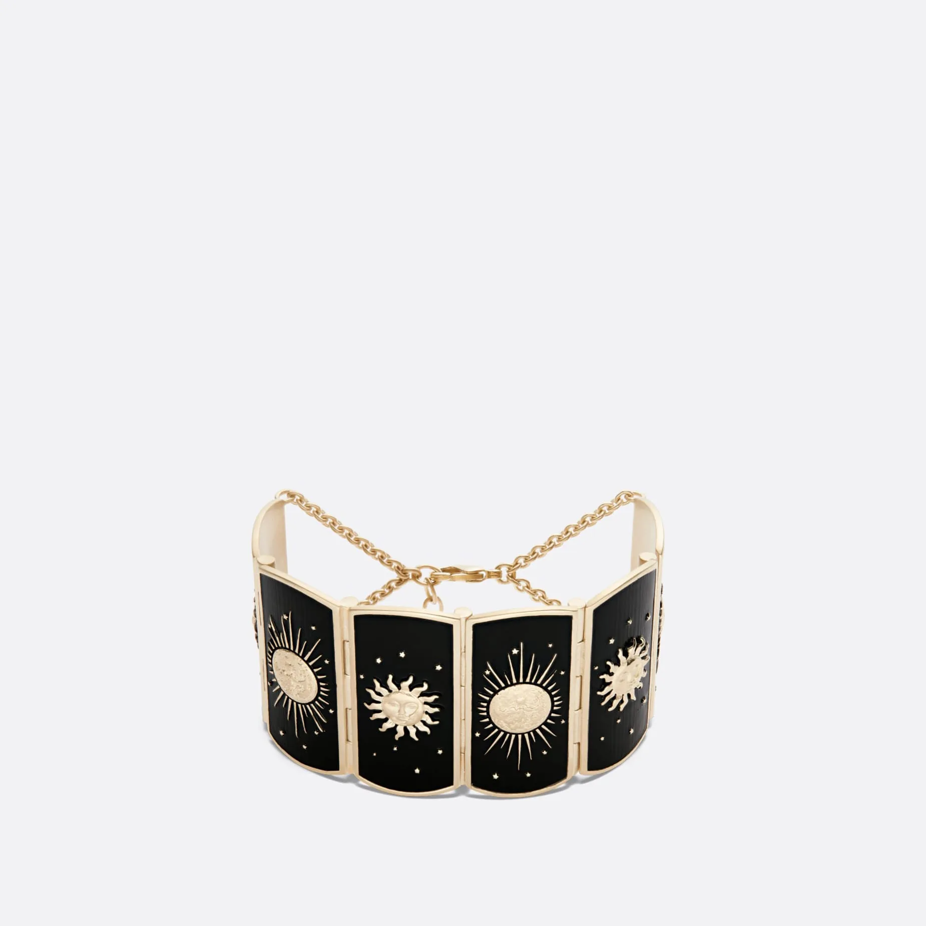 Toile de Jouy Soleil Fake Dior Bracelet Gold-Finish Metal and Black Lacquer