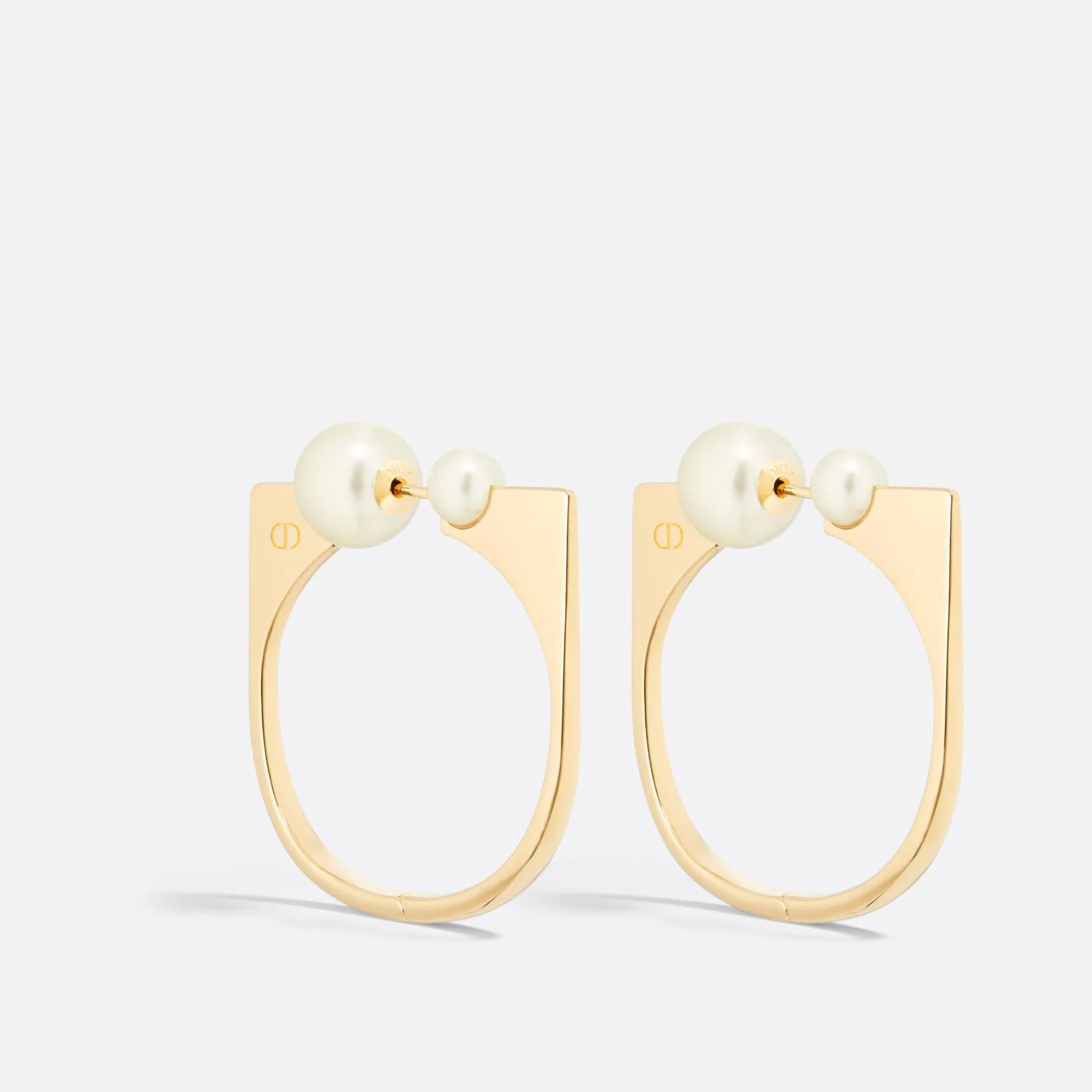 Large Fake Dior Tribales New Look Earrings Gold-Finish Metal and White Resin Pearls