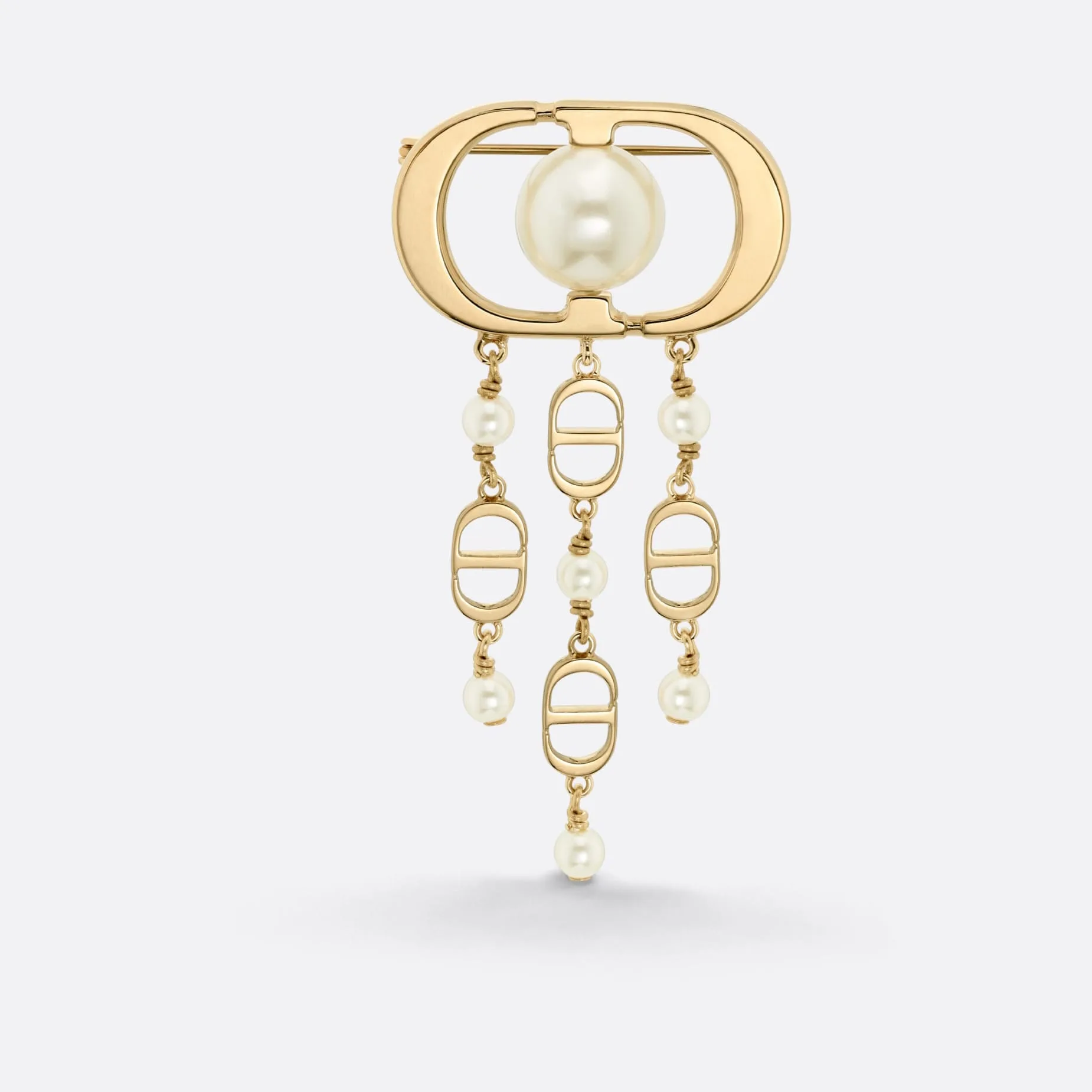 Fake Dior 30 Montaigne Jolie Fake Dior Brooch Gold-Finish Metal and White Resin Pearls