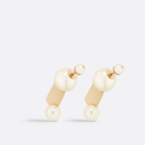 Dior Tribales Earrings Gold-Finish Metal and White Resin Pearls