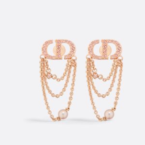 Petit CD Dior Earrings Pink-Finish Metal with Pink Resin Pearls and Crystals