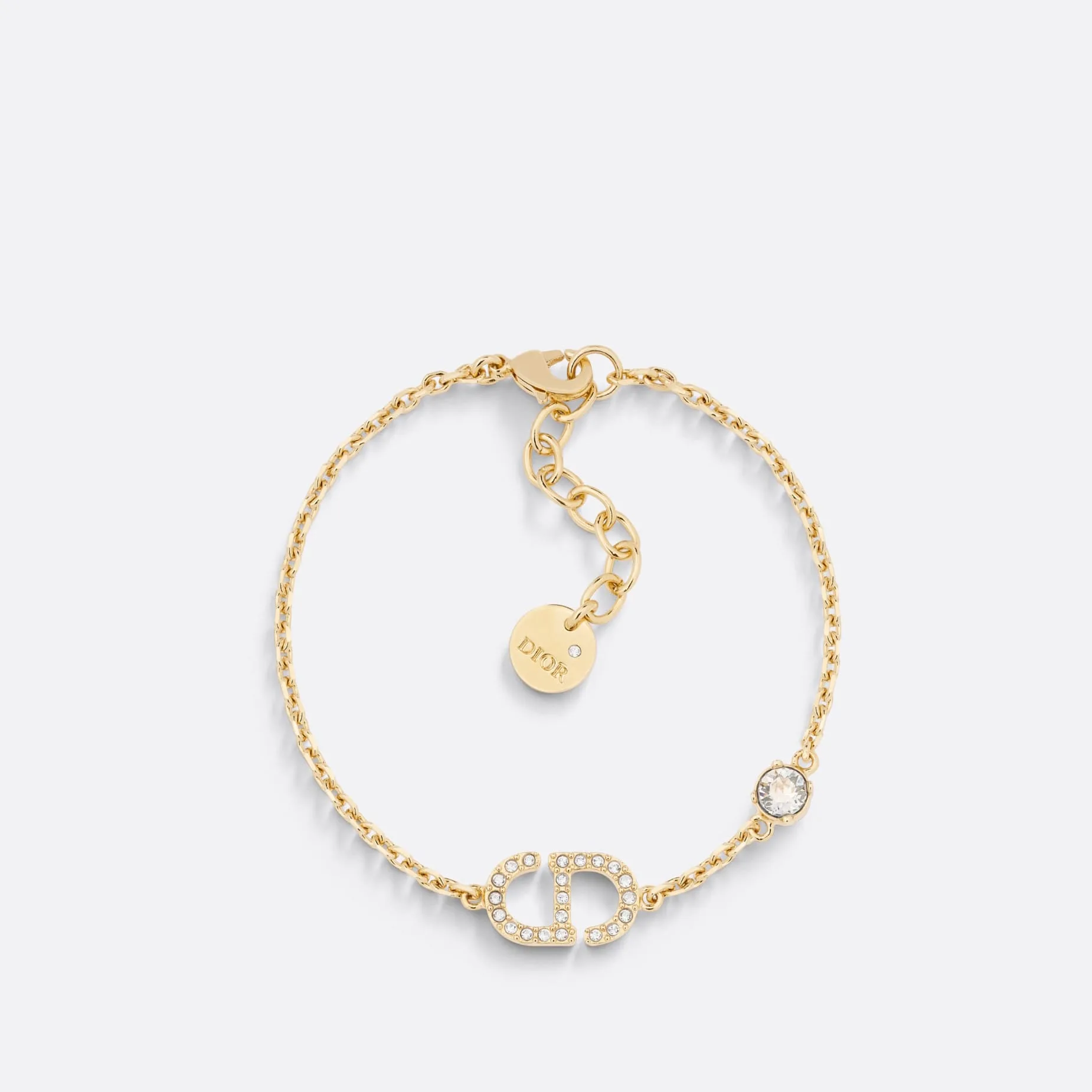 Fake Dior Petit CD Bracelet Gold-Finish Metal and Silver-Tone Crystals