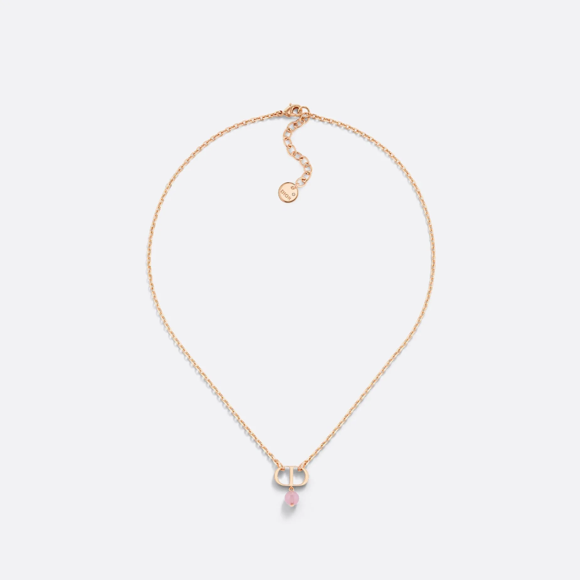 Fake Dior Petit CD Necklace Pink-Finish Metal and Cadmium Pink Resin Pearl
