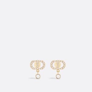 Petit CD Dior Earrings Gold-Finish Metal and Silver-Tone Crystals