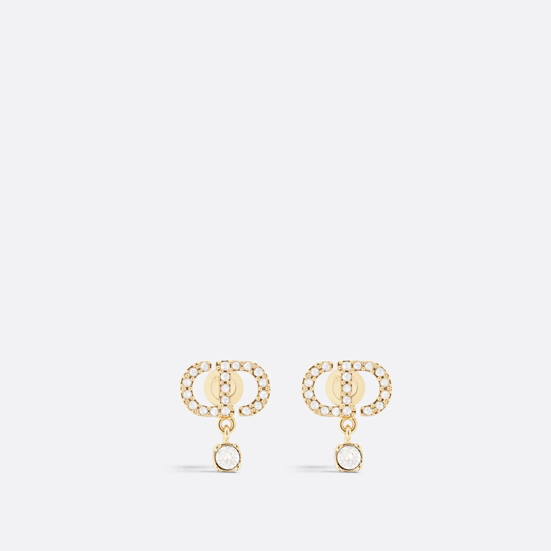 Petit CD Fake Dior Earrings Gold-Finish Metal and Silver-Tone Crystals