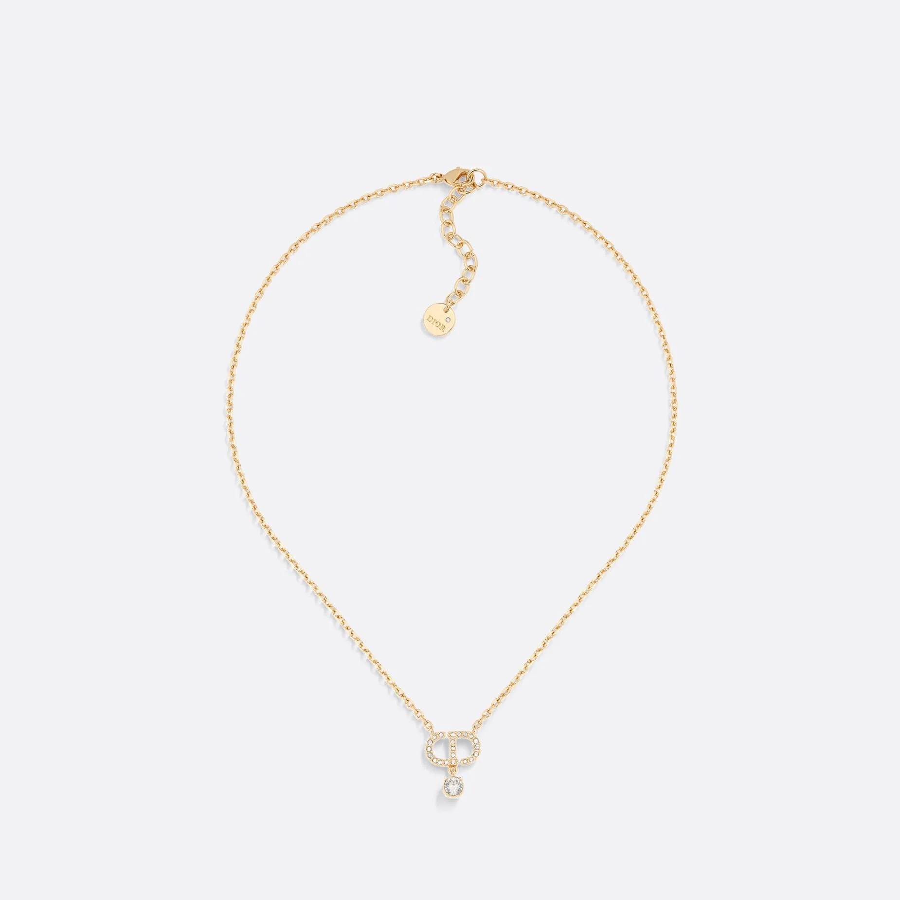 Fake Dior Petit CD Necklace Gold-Finish Metal and Silver-Tone Crystals