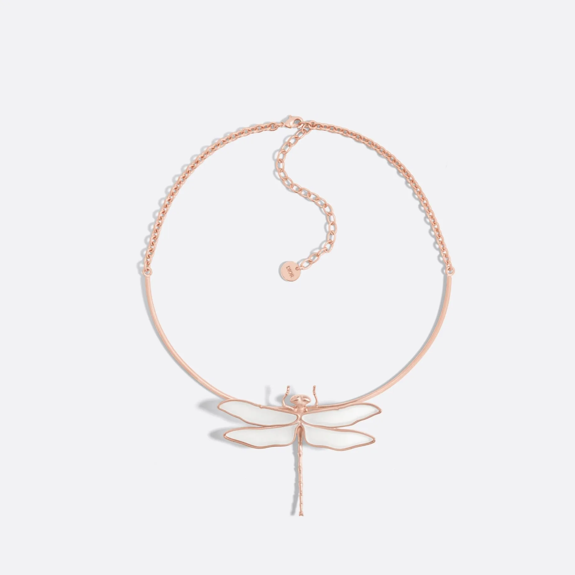 Fake Dior Herbarium Necklace Pink-Finish Metal and White Frosted Transparent Resin