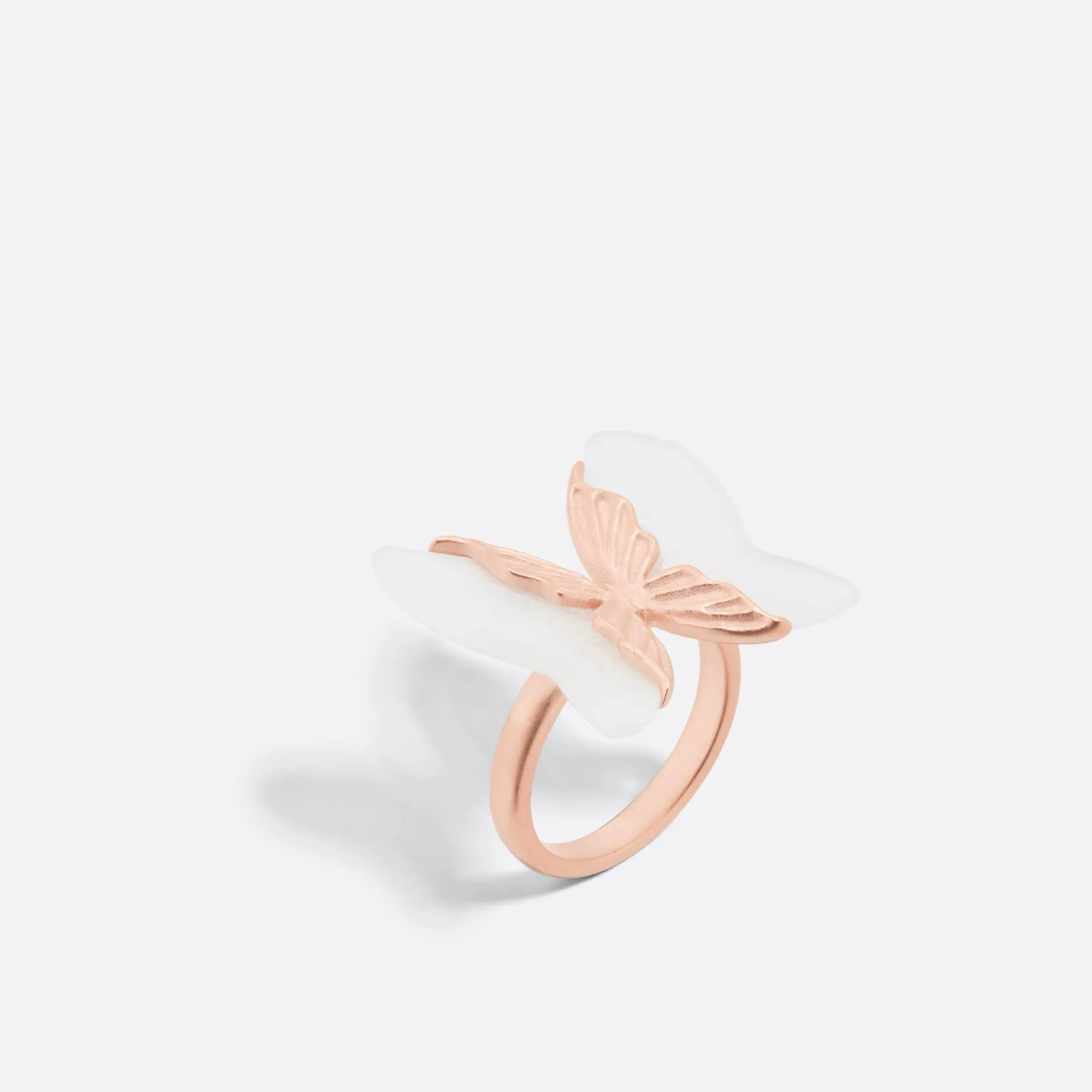 Fake Dior Herbarium Ring Pink-Finish Metal and White Frosted Transparent Resin