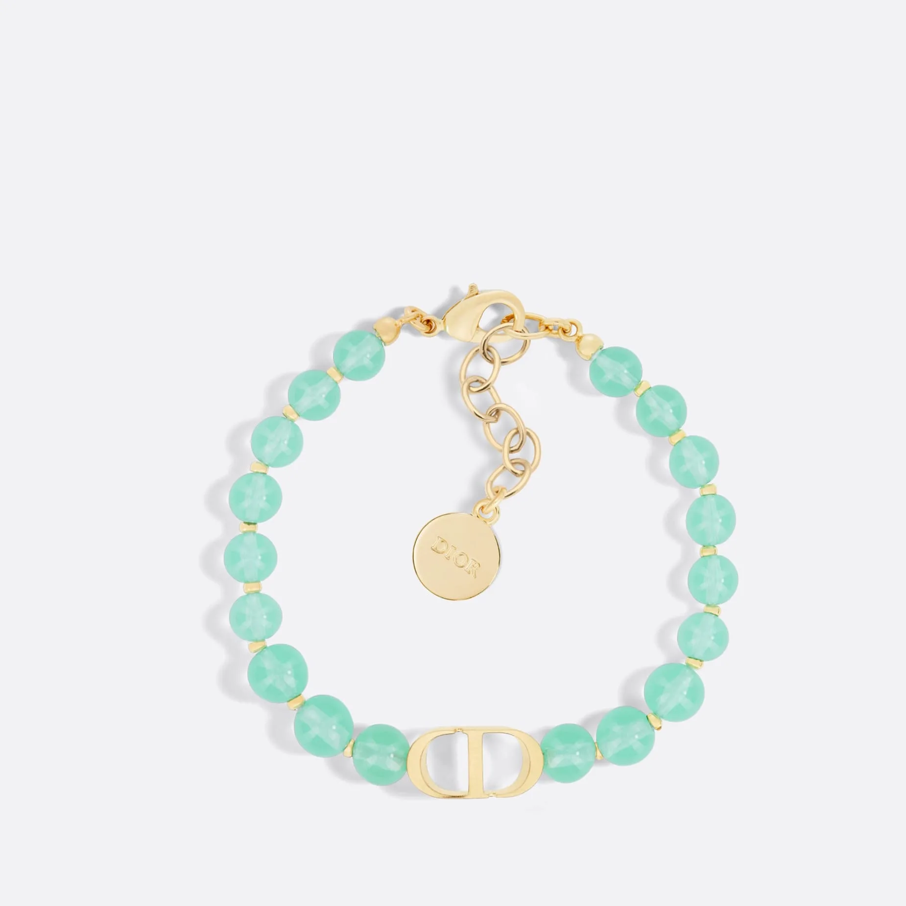 Fake Dioriviera 30 Montaigne Bracelet Gold-Finish Metal and Aquamarina Resin Pearls