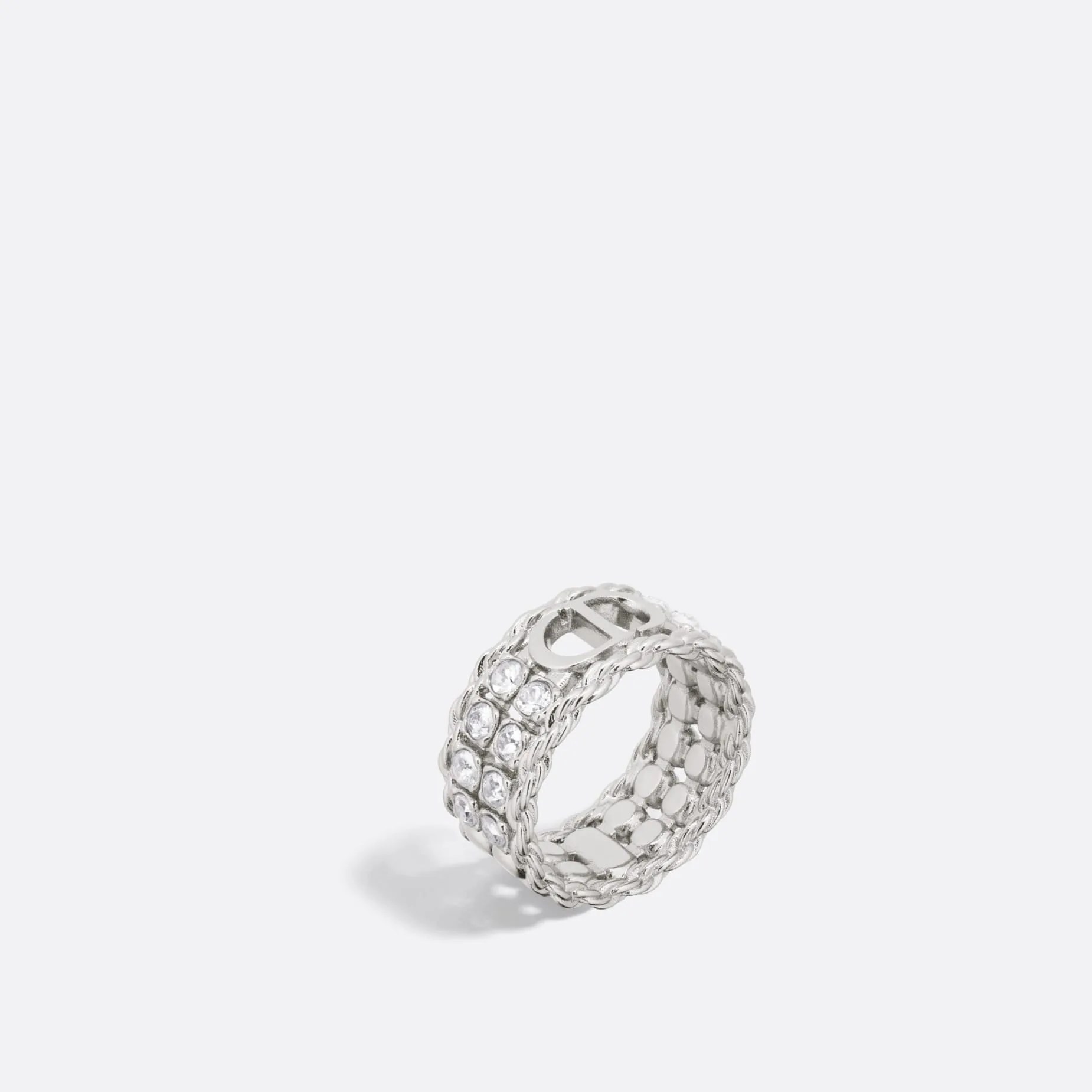 Fake Dior Sparkle Ring Palladium-Finish Metal and Silver-Tone Crystals