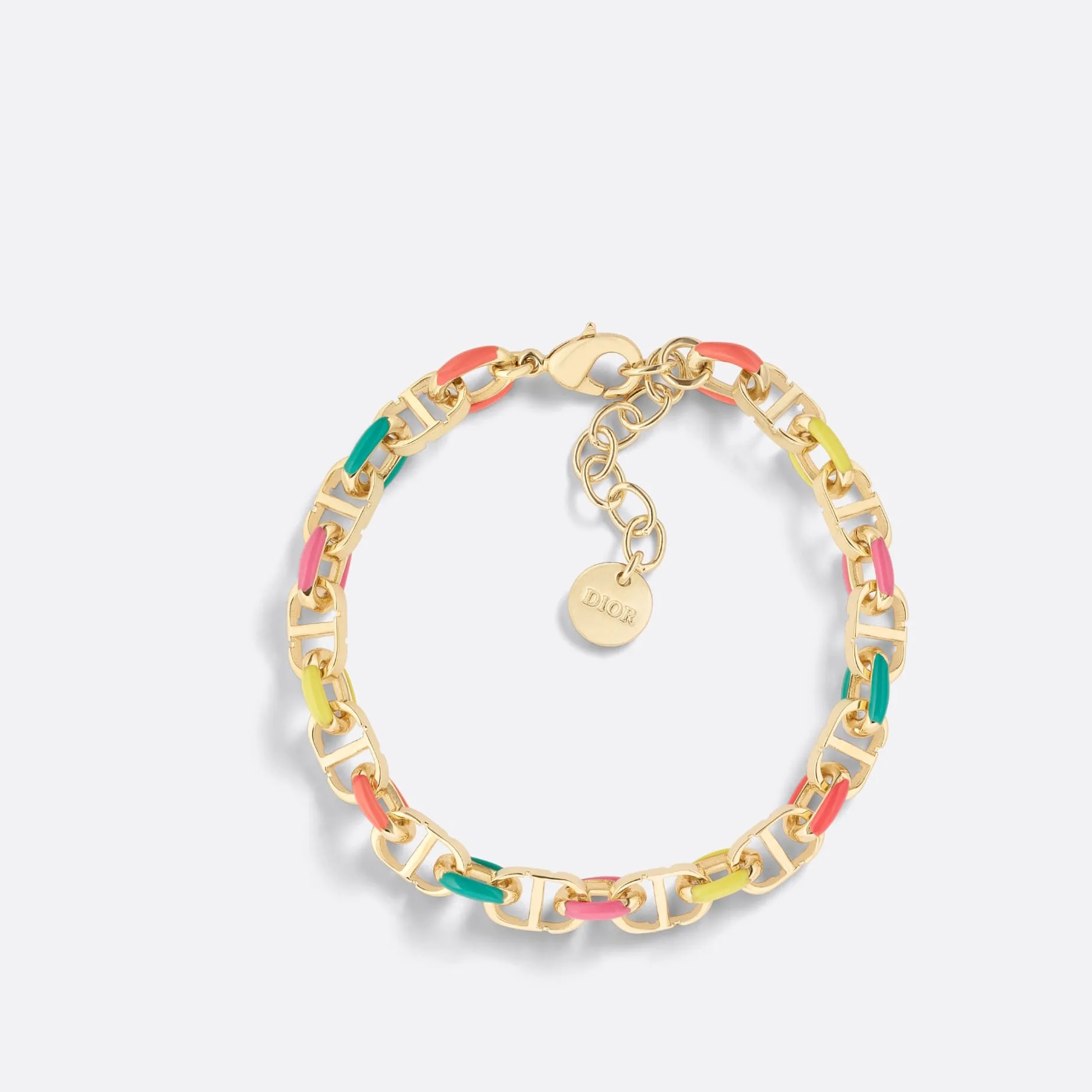 Fake Dioriviera Petit CD Bracelet Gold-Finish Metal and Multicolor Lacquer