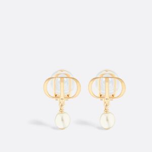 Petit CD Clip-On Dior Earrings Gold-Finish Metal and White Resin Pearls