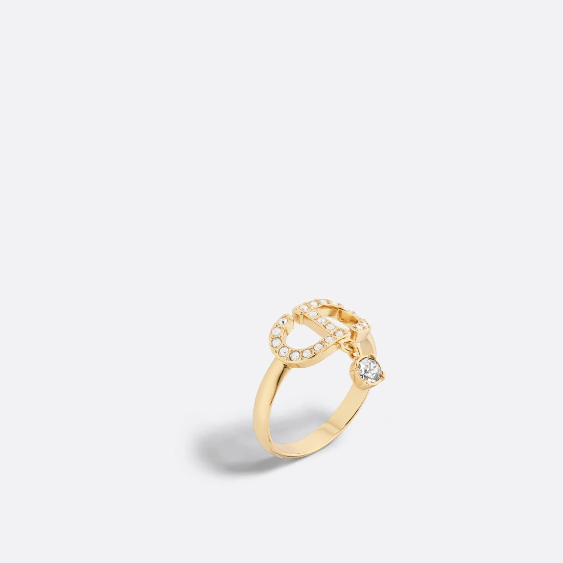 Fake Dior Petit CD Ring Gold-Finish Metal and Silver-Tone Crystals