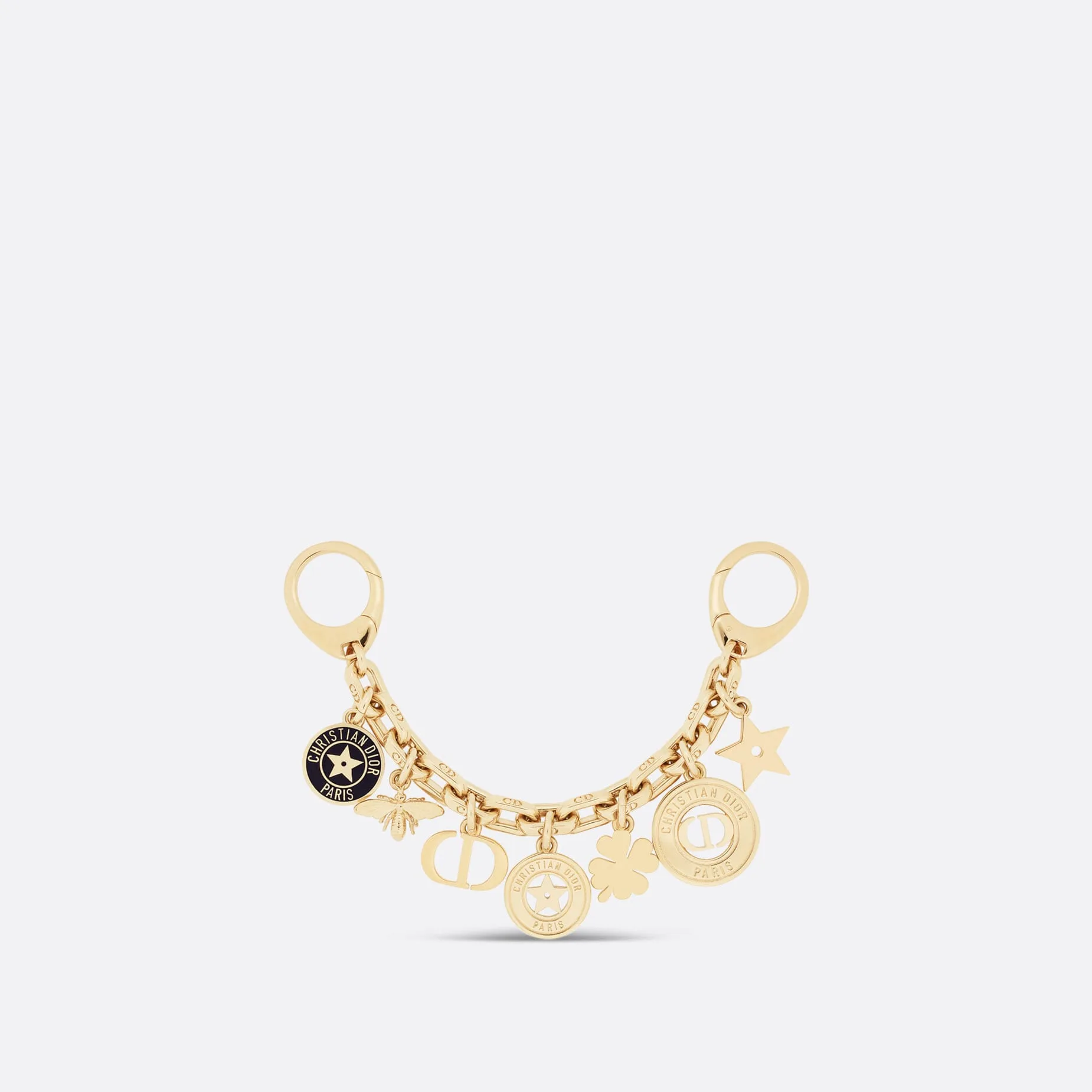 Fake Dior 30 Montaigne Bag Charm Gold-Finish Metal and Black Lacquer