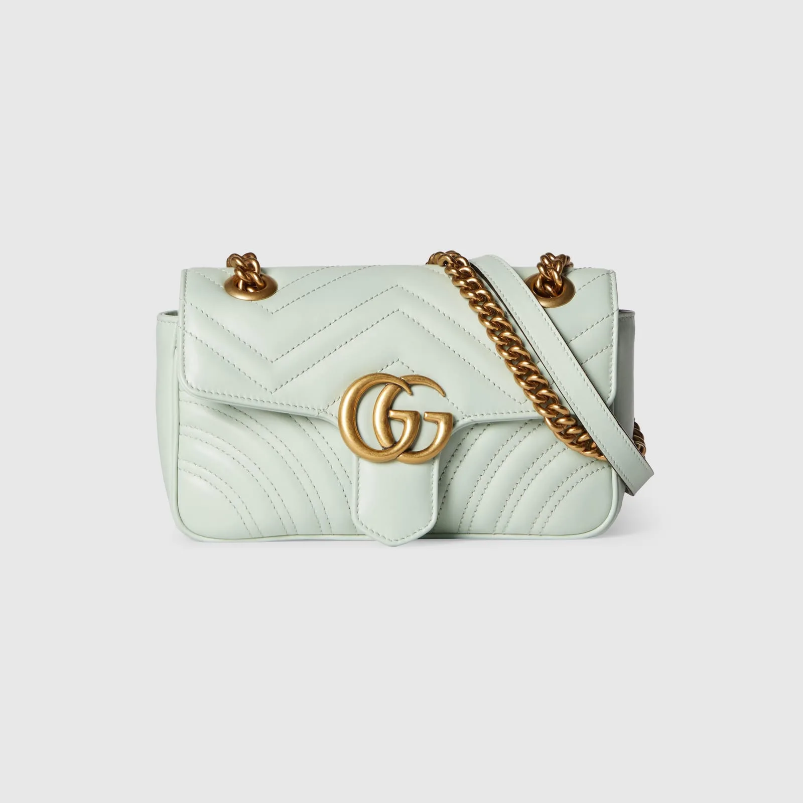 Replica Designer Bags Gucci replica GG Marmont matelasse mini bag pale green leather
