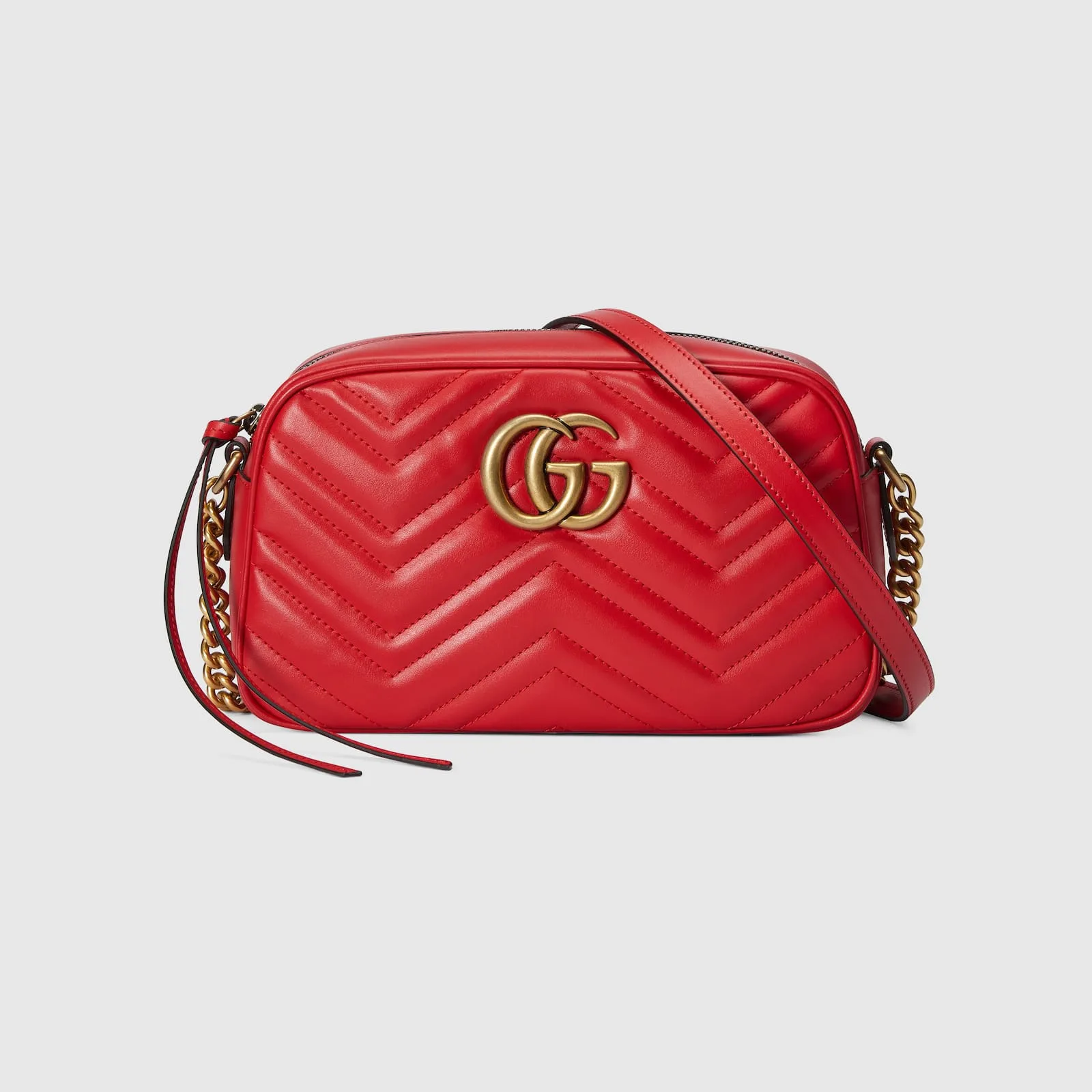 Replica Designer Bags Gucci replica GG Marmont matelasse small shoulder bag red leather
