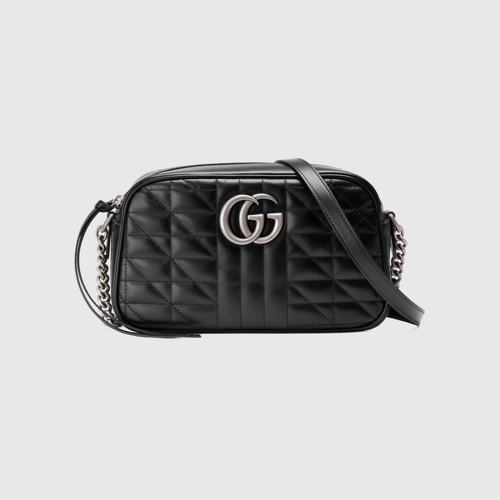 Replica Designer Bags Gucci replica GG Marmont small shoulder bag black leather