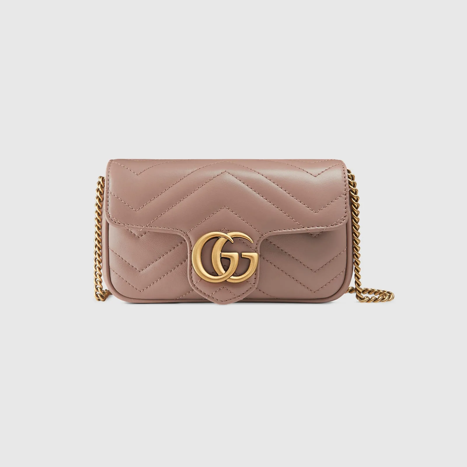 Replica Designer Bags Gucci replica GG Marmont matelasse leather super mini bag dusty pink chevron leather