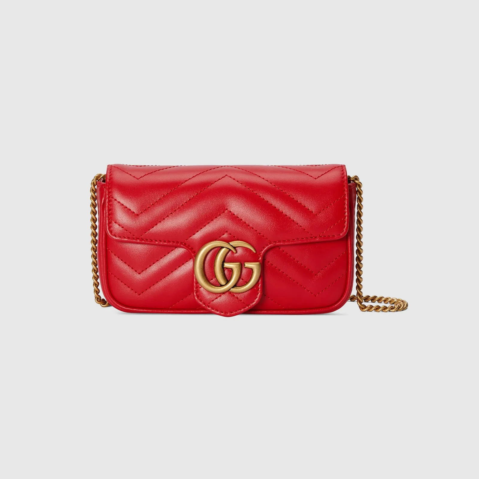 Replica Designer Bags Gucci replica GG Marmont matelasse super mini bag red leather
