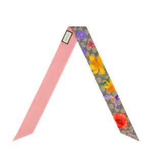GUCCI GG Flora print silk neck bow